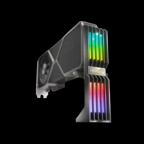 antec at gpuh argb aluminum argb gpu holder angled