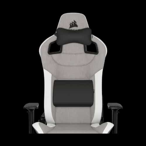 corsair t3 rush gaming chair gray white zoomed in