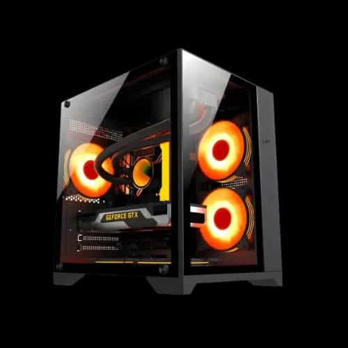 pc power ice cube 7 argb fan gaming casing black