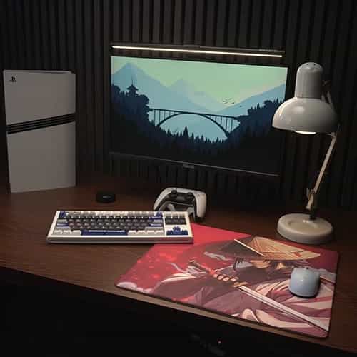 red samurai mouse pad full gaming setup