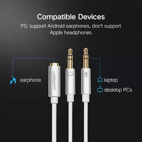 ugreen av140 35mm to 2 audio cable black banner