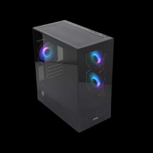 virtu h50w gold gaming case black angled