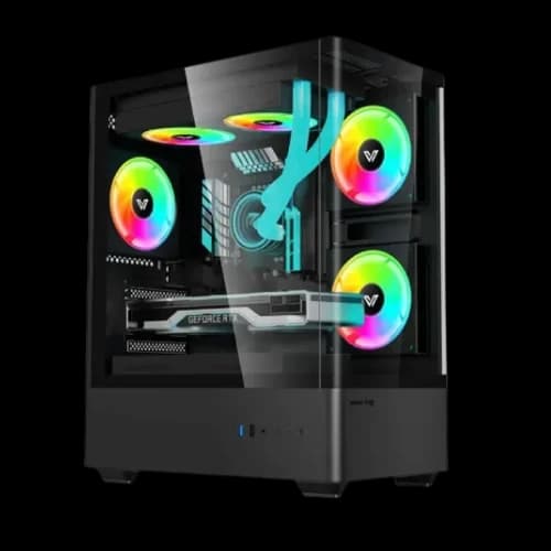 VALUE-TOP NUBIA 20F5 Tower Micro-ATX Gaming Case with Built-In 5 x ARGB Fan (Black)