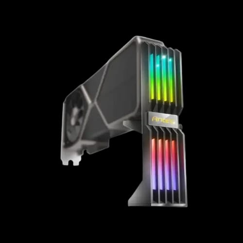antec at gpuh argb aluminum argb gpu holder angled