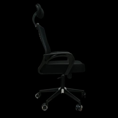 black mesh office chair side view 1