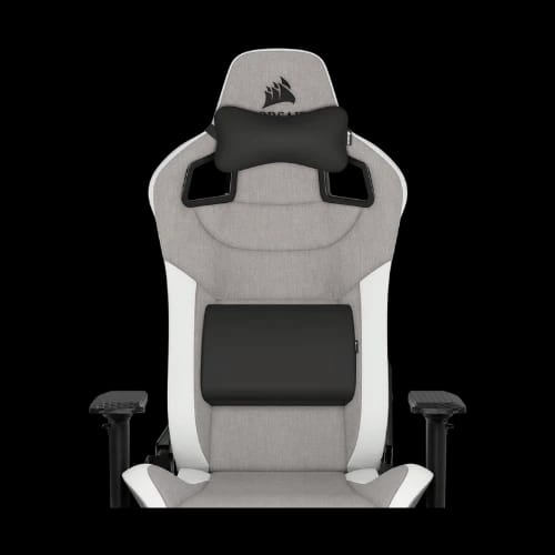 corsair t3 rush gaming chair gray white zoomed in