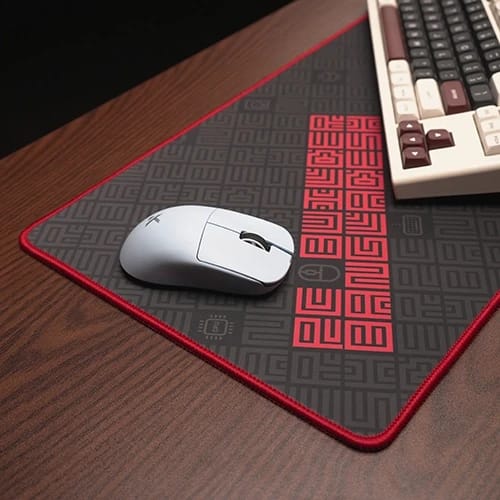 mozaic matrix v2 red stitch with keyboard