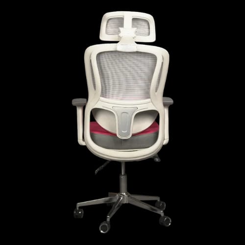 pcb ergo ease chair grey velvet red back side view