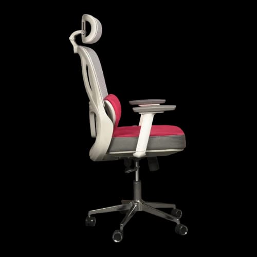 pcb ergo ease chair grey velvet red side view
