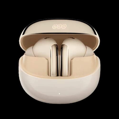 qcy melobuds pro earbuds golden in box