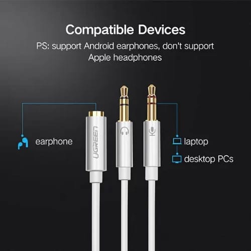 ugreen av140 35mm to 2 audio cable black banner