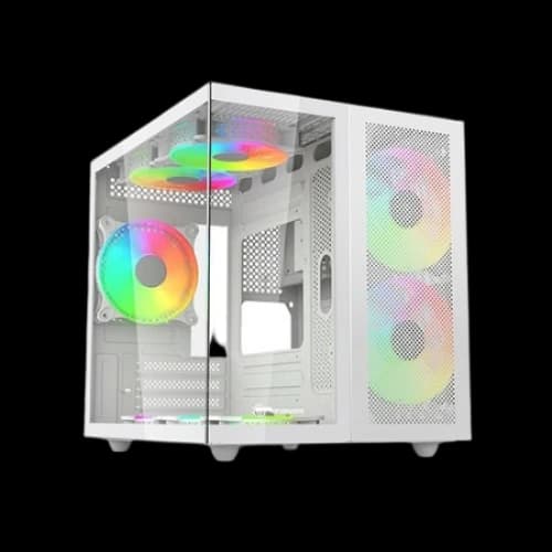 Revenger Duo Dynamic Mini Tower White Micro-ATX Gaming Desktop Casing