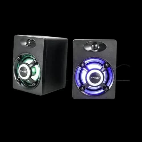 T-WOLF S1 RGB 2:0 Wired Black Gaming Speaker