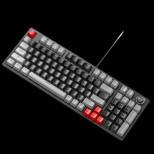 T-Wolf T50 Wired RGB Mechanical Gaming Keyboard with Knob (Gray-Black)