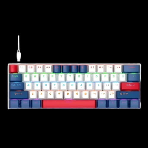 T-Wolf T60 60% Wired RGB Mechanical Gaming Keyboard (White Blue)