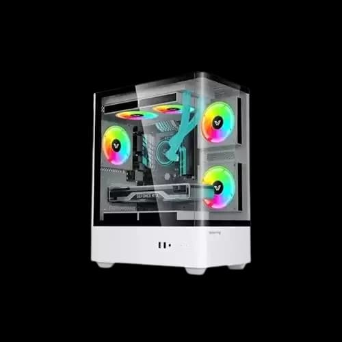 VALUE TOP NUBIA 20F5W WHITE COLOR MICRO ATX GAMING Casing WITH 5 x ARGB FAN