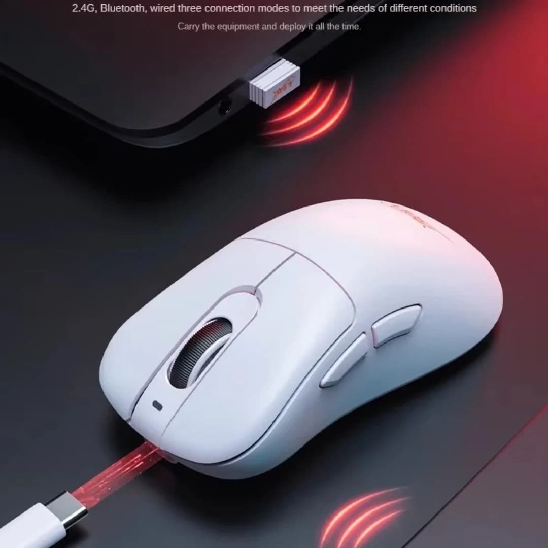 LINGBAO M5 Tri-Mode Lightweight Gaming Mouse (White)