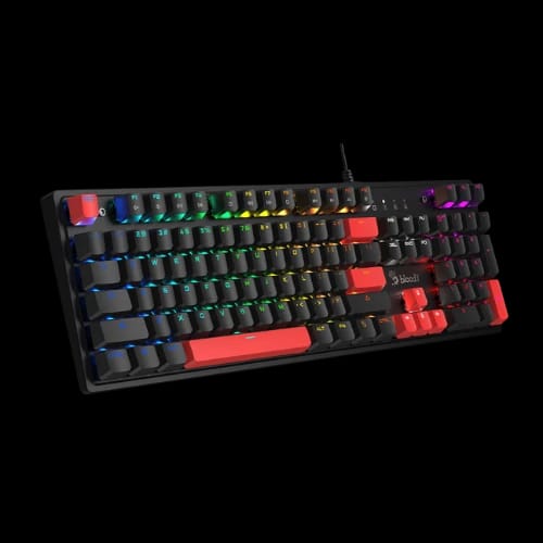 a4tech bloody s520n blms brown switch rgb mechanical keyboard fire blackleft angle