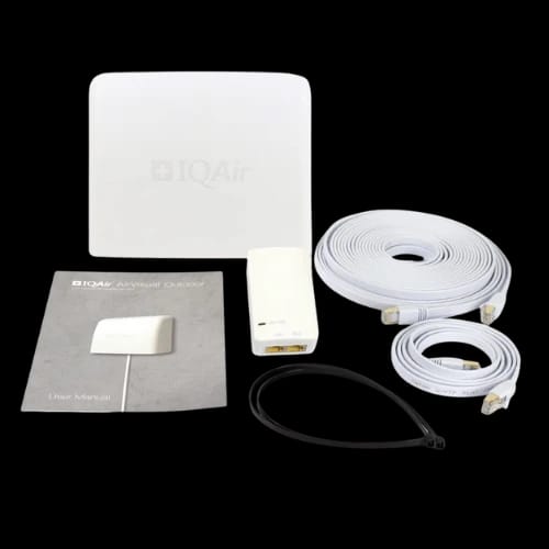 airvisual outdoor air quality sensor with equipment