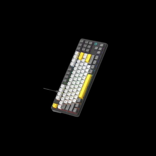 ajazz ak870 v2 rgb wired mechanical keyboard black grey yellow flying fish switch angled