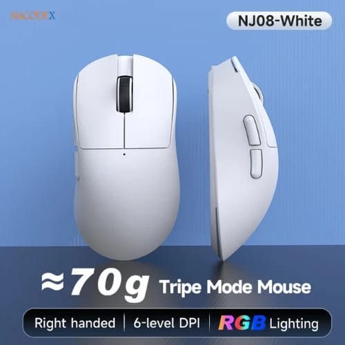ajazz nj08 mc tri mode gaming mouse white 2 view