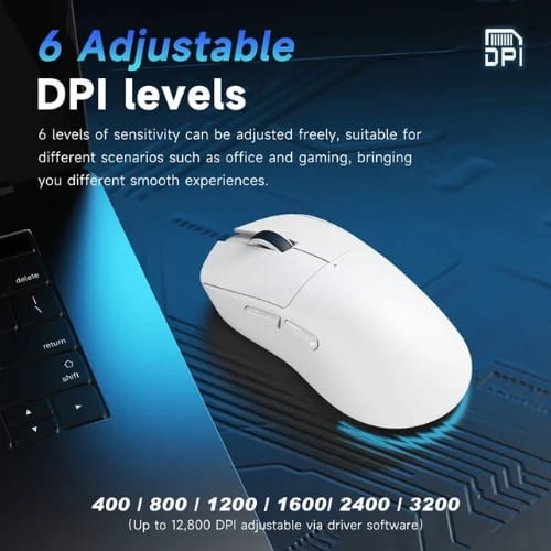 ajazz nj08 mc tri mode gaming mouse white 6 adjustable