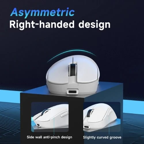 ajazz nj08 mc tri mode gaming mouse white right hand design