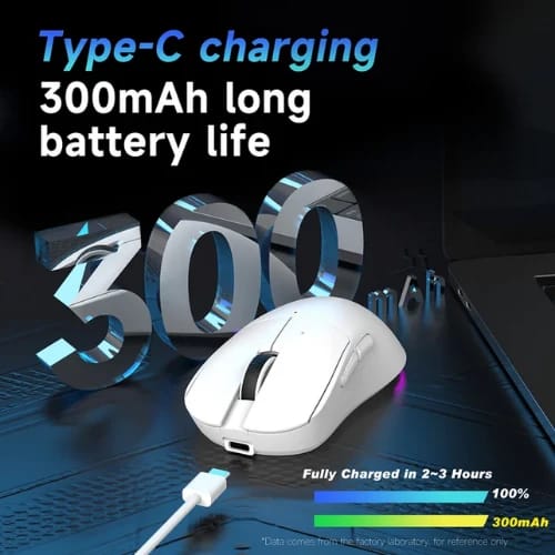 ajazz nj08 mc tri mode gaming mouse white type c