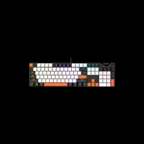 ajazz nk104 wired mechanical keyboard black white orange keycaps ajazz as red switch