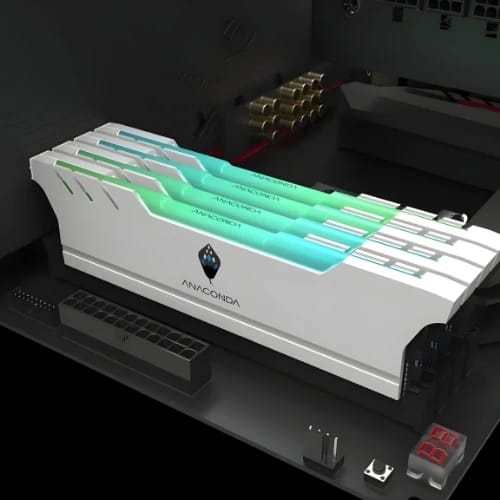 anacomda gs python 16gb ddr5 unbuffered udimm rgb white desktop ram installed front