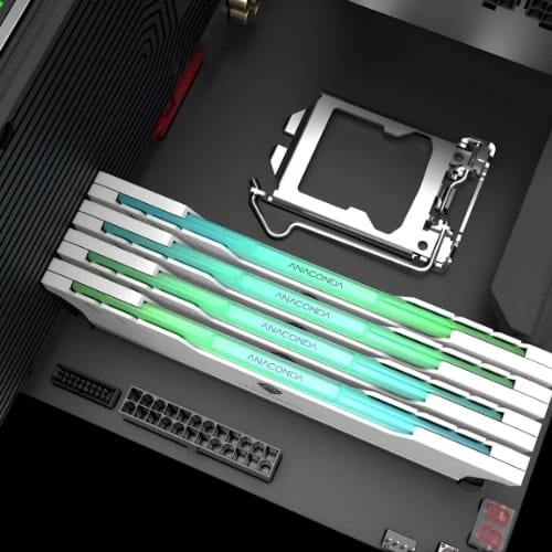 anacomda gs python 16gb ddr5 unbuffered udimm rgb white desktop ram installed top
