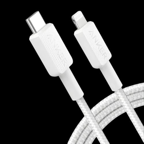 anker 322 usb c to lightning 6ft braided cable white main