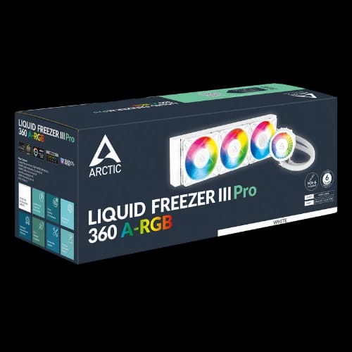 arctic liquid freezer iii pro 360 a rgb aio cpu water cooler white 3