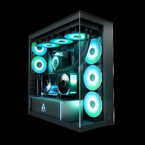 arctic xtender vg mid tower e atx gaming desktop case black 1