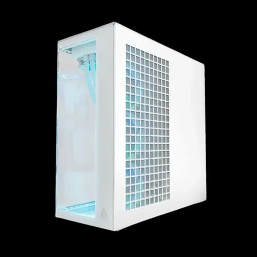 arctic xtender vg mid tower e atx gaming desktop case white side 2