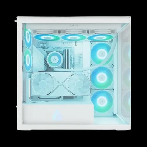 arctic xtender vg mid tower e atx gaming desktop case white side