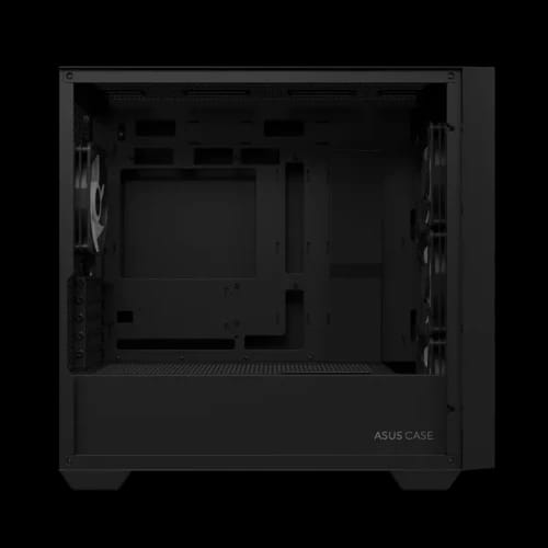 asus a21 plus matx argb gaming casing with 4 pre installed argb fans bk side