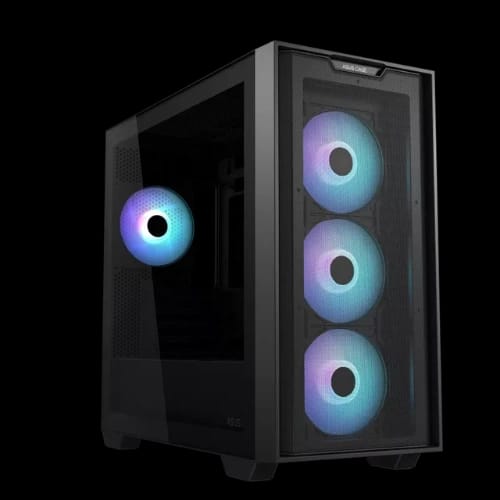 asus a21 plus matx argb gaming casing with 4 pre installed argb fans bk