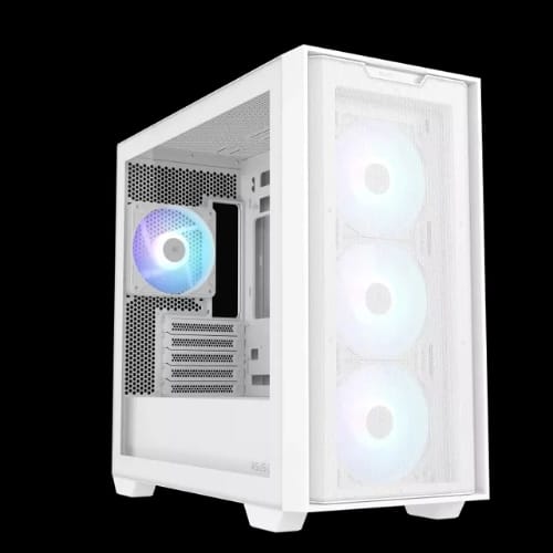 asus a21 plus matx argb gaming casing with 4 pre installed argb fans wh