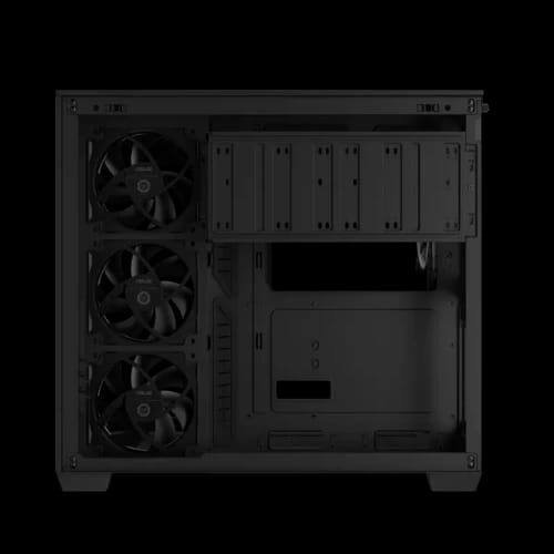 asus a32 plus argb panoramic mid tower gaming casing with 4 pre installed argb fans bk back