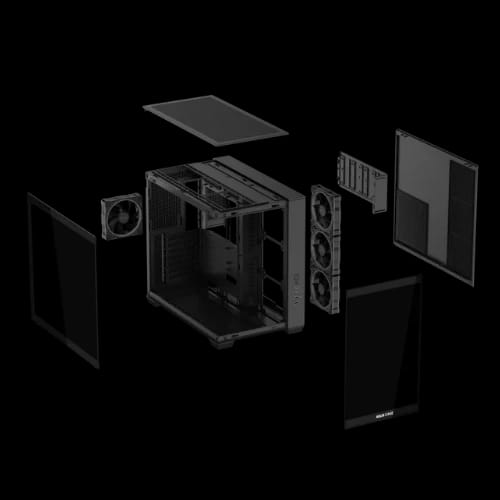 asus a32 plus argb panoramic mid tower gaming casing with 4 pre installed argb fans bk open