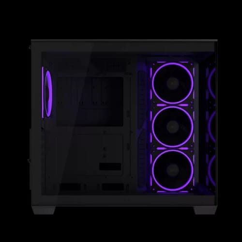 asus a32 plus argb panoramic mid tower gaming casing with 4 pre installed argb fans bk side
