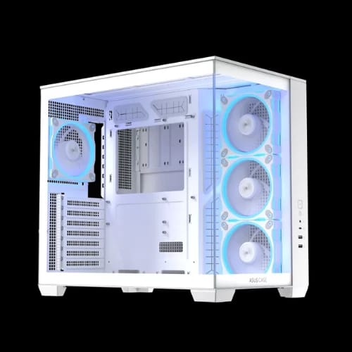 asus a32 plus argb panoramic mid tower gaming casing with 4 pre installed argb fans wh