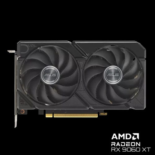 asus dual radeon rx 9060 xt 16gb gddr6 graphics card black front