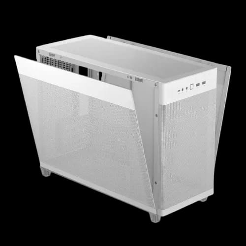 asus prime ap201 mesh micro atx case white open