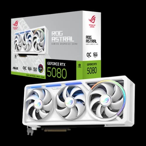 asus rog astral geforce rtx 5080 16gb gddr7 oc edition graphics card white box card