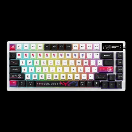 asus rog azoth x rgb tri mode wireless mechanical gaming keyboard rog nx switch black white keycaps key
