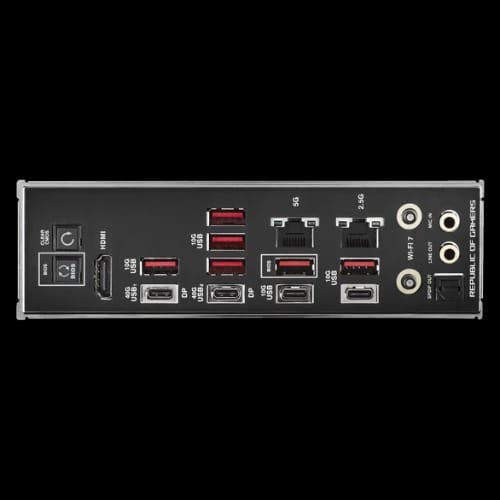 asus rog crosshair x870e hero amd am5 atx motherboard ports