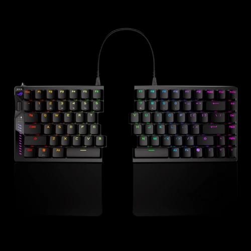 asus rog falcata m703 75 split wireless magnetic gaming keyboard hfx v2 switches split