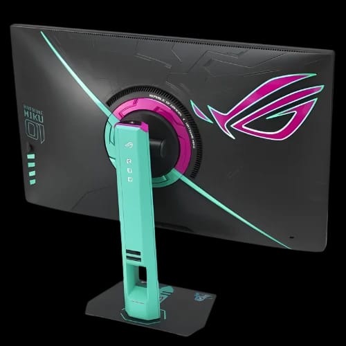 asus rog strix xg27acmeg g 27 260hz hatsune miku edition gaming monitorback angle